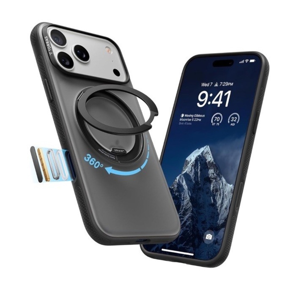 TORRAS 360 Magnetic Stand‎ for iPhone 17 Pro Max Case, [Fit for MagSafe]- Black